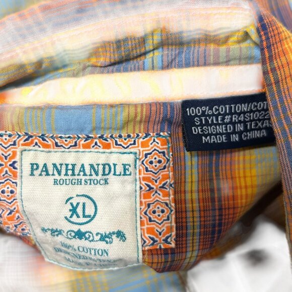 Panhandle Rough Stock Orange Multicolor Embroidered Snap Front Shirt Size XL - Picture 6 of 6